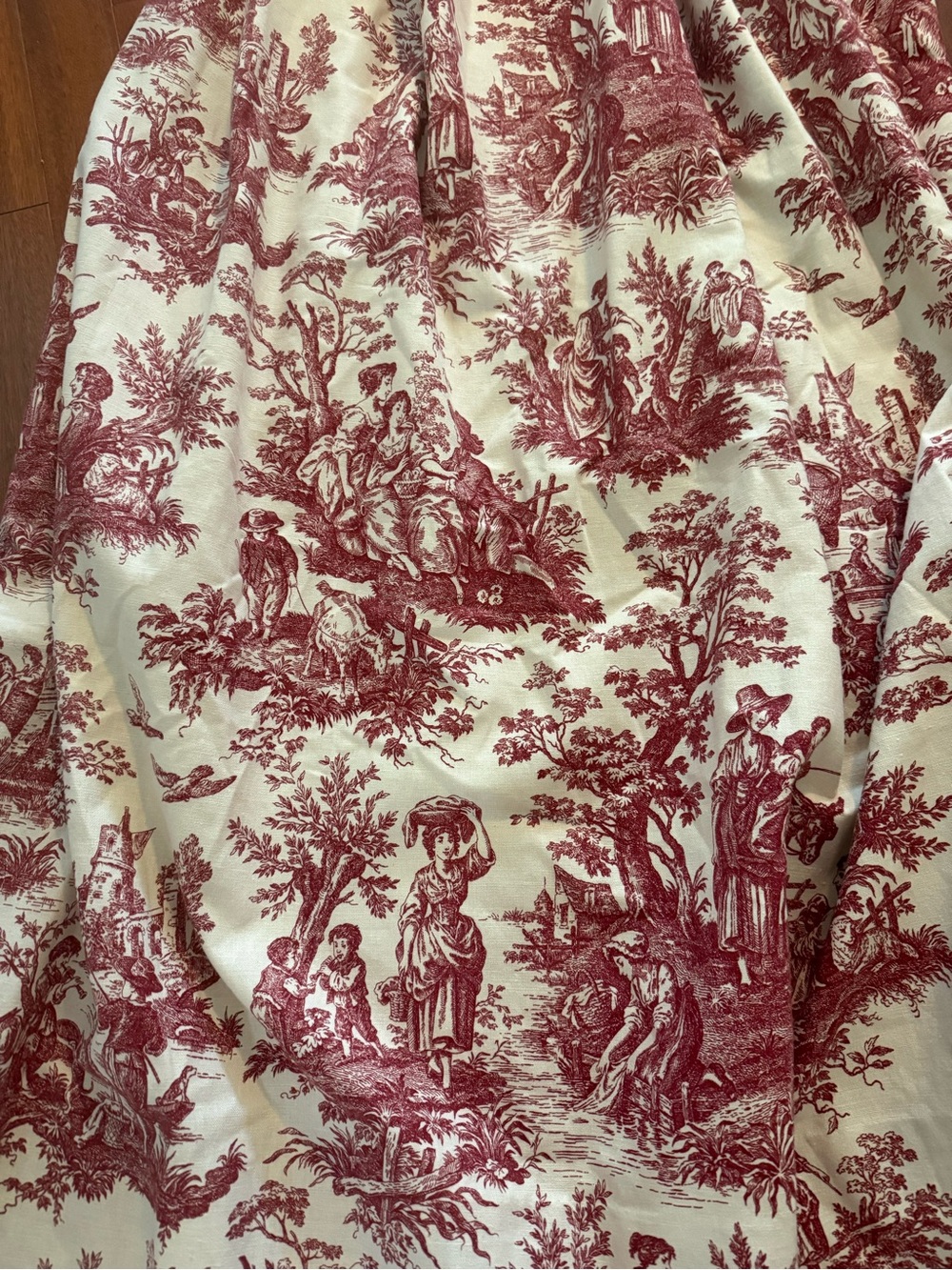 P Kaufmann Red Ivory Toile Upholstery Cotton Fabric Pastoral 7.7 Yds